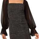 Adrianna Papell Women's Metallic Boucle Combo Dress (Black, M)