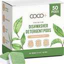 COCO+ Dishwasher Detergent Pods - Nano-Concentrated Enzymes Power with Rinse Aid & Hard Water Protection - Sparkling, Spotless Dishes - 50 Pods (Fragrance Free)