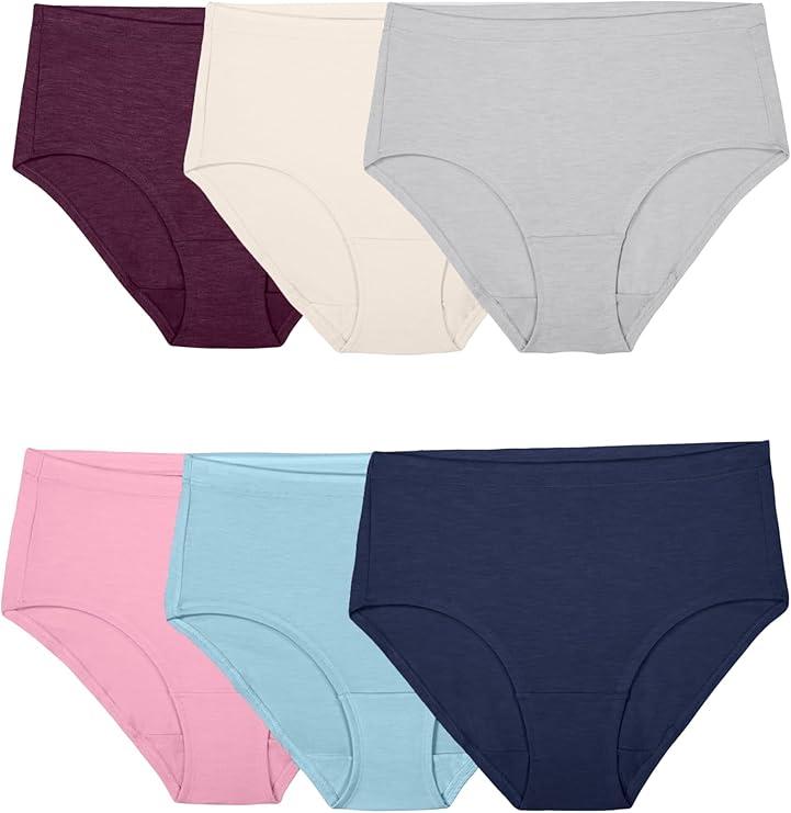 Fruit of the Loom Women's Beyondsoft Underwear, Super Soft Designed with Comfort in Mind (6, Brief - Cotton Blend - 6 Pack - Brief - Cotton Blend )