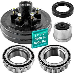 Trailer Brake Hub Drum 6 on 5.5" Bolt Circle Trailer Brake Drums kits 12"x2" for 5200 to 6000 lbs Axle Heavy Duty Trailer Brake Hub Drum Assembly for Rvs Trailer (1pc.)