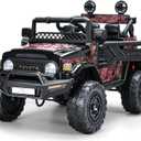 Licensed Toyota FJ Cruiser 12V 7AH Ride On Truck, Electric Car for Toddlers w/Remote Control, LED Lights, Spring Suspension, Bluetooth Speaker, FM Radio, Battery Powered Cars for Kids to Drive (Black)