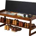 latifolia Solid Wood Bench, Entryway Shoe Bench with Cushion, Flip-Open Storage Compartment, 2-Tier Shoe Organizer(Black,39.70''L)