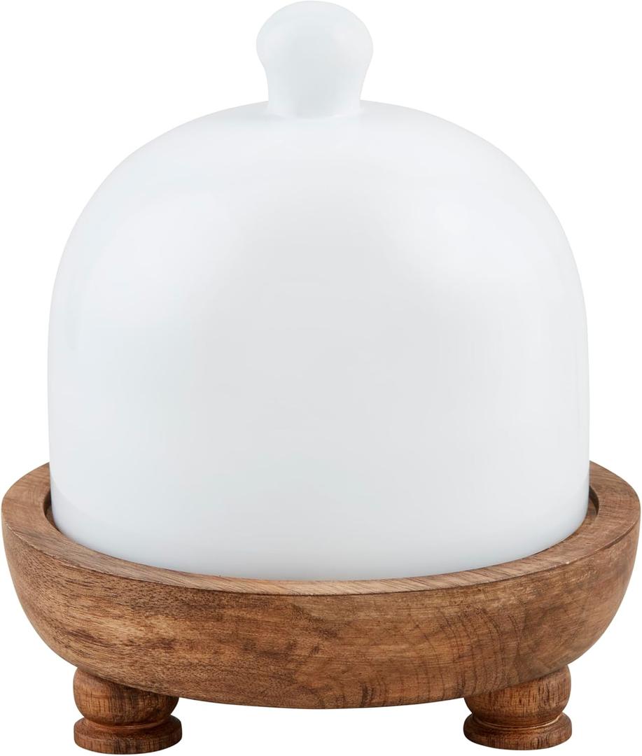 Mud Pie Milk Glass Cloche Set, 8" x 7" dia, WHITE