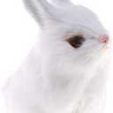 GUDVES Mini Realistic Cute Plush Rabbits Fur Lifelike Animal Easter Bunny Simulation Toy Model Gift Miniatures Decorations, White (White)