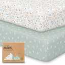 2-Pack Crib Sheets for Boys, Girls - Viscose Derived from Bamboo Fitted Crib Sheet, Baby Crib Sheets Neutral, Crib Mattress Sheet, Toddler Bed Sheets, Baby Sheets for Crib Fitted Sheets (Prairie)