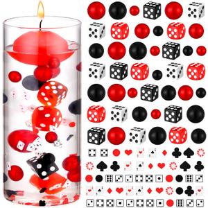 Seenelling 660 Pcs Casino Theme Vase Fillers for Centerpieces Include Dice Pearls Mini Playing Cards Casino Party Decorations Las Vegas Night Table Floating Dice for Wedding Birthday Events