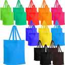 Windyun 50 Pcs Non Woven Tote Bags Bulk with Handles, Multicolor Reusable Grocery Bags, Summer Foldable Shopping Gift Totes for Daily Use