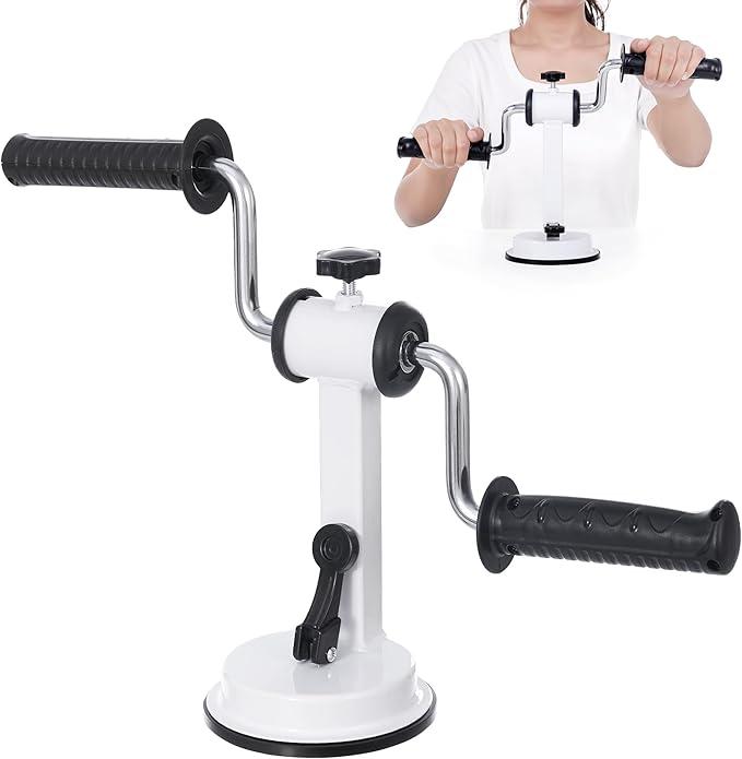 ROYAXING Arm Bike for Physical Therapy - Hand Bike/Upper Body Ergometer, Portable Arm Pedal Exerciser for Seniors with Dual Suction Cups, Adjustable Resistance, White & Black