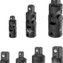 Bates- Universal Joint Socket Adapter and Reducer Set, 7 pcs, 1/2" 1/4" 3/8" Universal Joint Socket Set, Impact Adapter Set, Impact Swivel Socket Set, Impact Socket Adapter Set (Black)