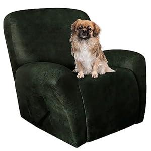 ANARACHON Recliner Chair Covers Leather Like, 4 Pieces Lazy Boy Recliner Cover for Recliner Chair, Soft Sofa Slipcover Furniture Protector Washable Sofa Cover for Pets Kids(Dark Army Green), 1 Seater 11.02"D x 11.02"W x 2.95"H