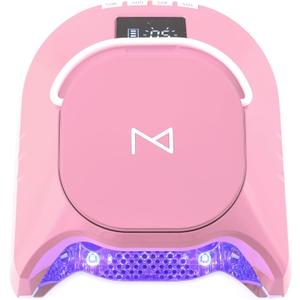 M - GlowPro Professional Hybrid 86W Wireless Rechargeable UV LED Nail Curing Lamp Cordless Nail Dryer for Gel Nails, Manicure, Pedicure (Pink)