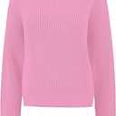 Urban CoCo Women's Solid Long Sleeve Crew Neck Knitted Pullover Sweater Tops (Pink, XL)