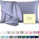Natural Mulberry Silk Pillowcase for Hair and Skin Standard Size 20"X 26" with Hidden Zipper Soft Breathable Smooth Cooling Pillow Covers for Sleeping(Grayish Blue,1Pcs)