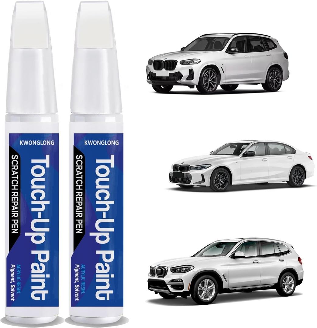 Mineral White A96 Car Touch-Up Paint Compatible with BMW, 2-in-1 Car Paint Scratch Repair Kit, Quick & Easy Solution to Repair
