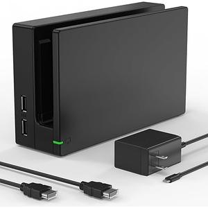 Dock Station for Nintendo Switch/Switch OLED, Replacement 3-in-1 TV Dock Set with Original IC Module, AC Charger & High-Speed HDMI Cable for 1080P HD Output (Not Compatible with Switch 2)