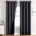 ChrisDowa 100% Blackout Curtains for Bedroom with Black Liner, 2 Thick Layers Total Blackout Thermal Insulated Grommet Window Curtains 72 Inch Length 2 Panels Set (Dark Grey, 52 x 72 Inch)