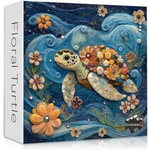 Sea Turtle Puzzles for Adults 1000 Pieces, Flowers Jewels Ocean Puzzle Embroidered, Colorful Animal Floral Jigsaw Puzzles 1000 Pieces Unique Challenge Sea Turtle Puzzles for Adults 1000 Pieces, Flowers Jewels Ocean Puzzle Embroidered, Colorful Animal Floral Jigsaw Puzzles 1000 Pieces Unique Challenge