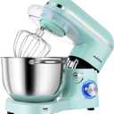 Aucma Stand Mixer,6.5-QT 660W 6-Speed Tilt-Head Food Mixer, Kitchen Electric Mixer with Dough Hook, Wire Whip & Beater (Blue, 6.5QT)