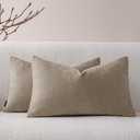 a moment Pack of 2 Decorative Chenille Throw Pillow Covers with Twill Cushion Covers for Sofa Living Room Couch Bed 12x20 Inch Light Brown (19.7" x 11.8" (Pack of 2))