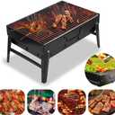 Portable-Charcoal-Grills Outdoor-BBQ-Grill Folding-Camping-Campfire-Grill Quick-Barbecue-Grill - Compact-Backpacking-Firepit-Grills for Outdoor Grilling Cooking Picnics