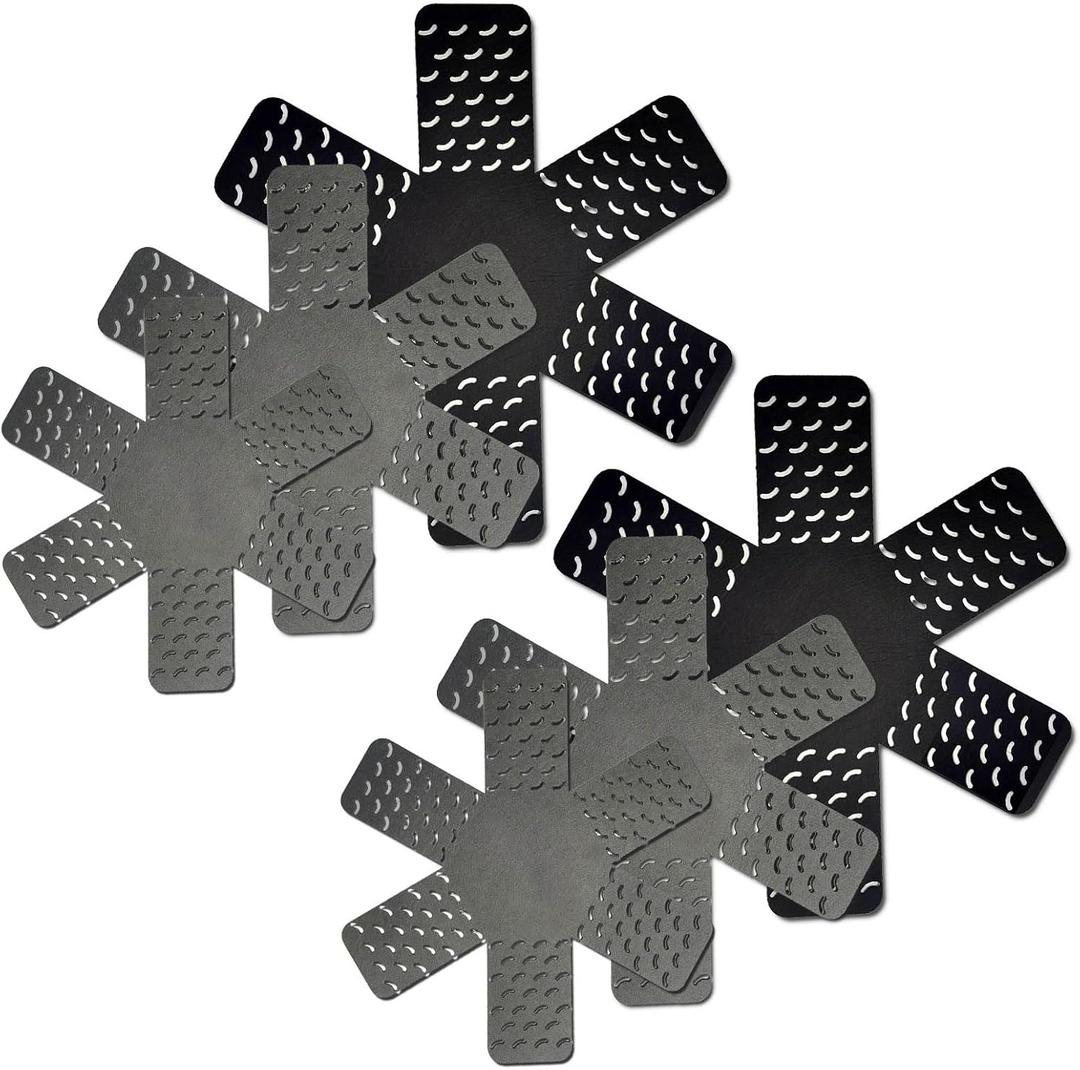 Premium Pot and Pan Protectors: (6-Piece), Thickened Pan Protectors for Stacking for Cast Iron, Steel, Glass, and Ceramic Cookware - Black & Grey (6)