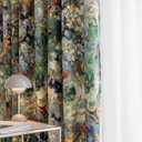 Dark Green Vintage Floral Blackout Curtains for Bedroom 96 inches Long Pattern Painting Flower Window Drapes for Living Room 2 Panels