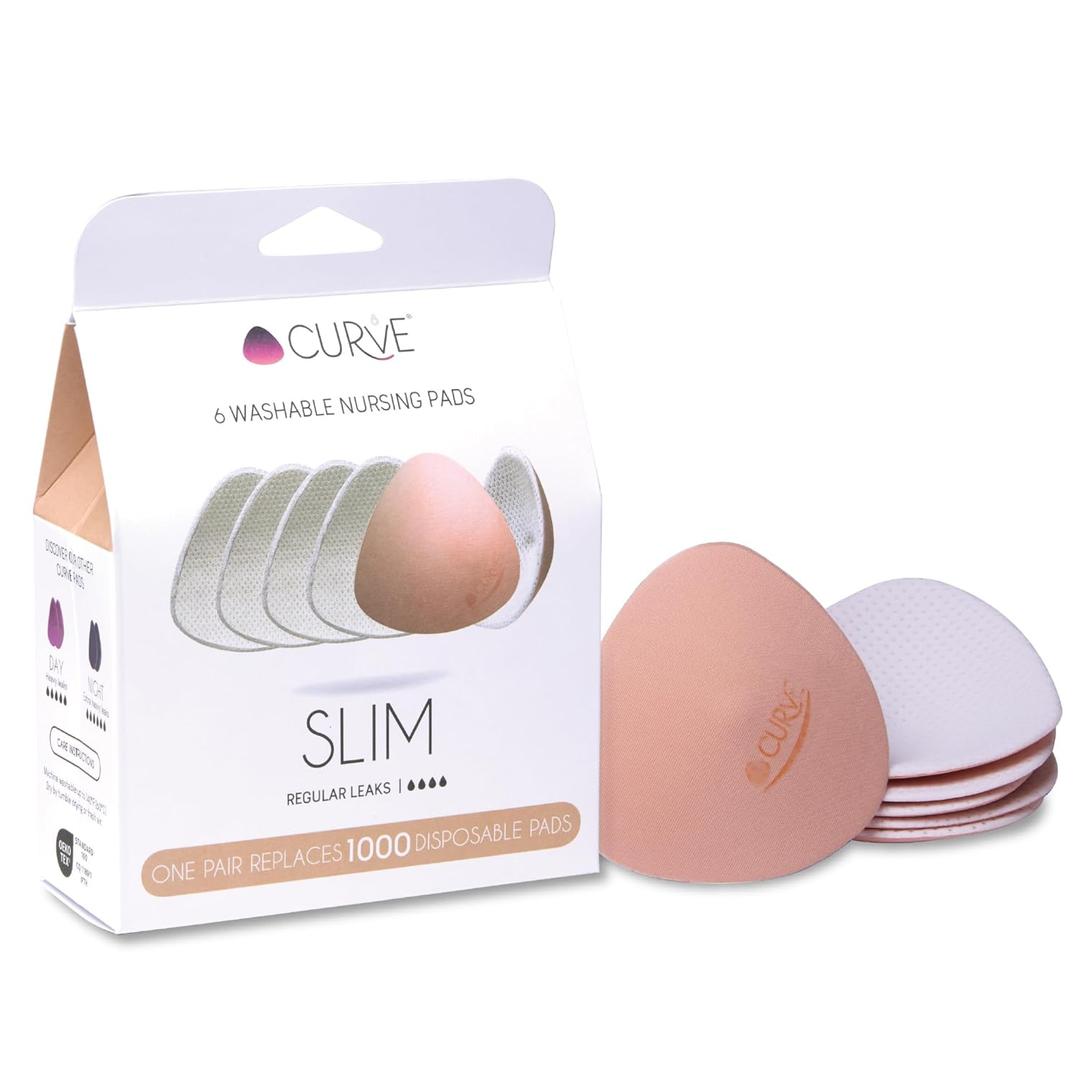 Essential Plus Slim - 6 Nursing Pads - Ultra Absorbent - Reusable & Washable Breast Pads - Regular Leaks - Stay Dry All Day, Eco-Friendly, Say Goodbye to Disposable Pads