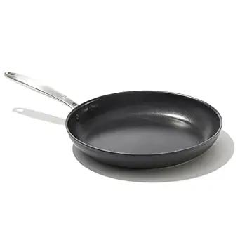 OXO Enhanced,  12" 1 Piece Frying Pan Skillet Set, Healthy Ceramic Nonstick, PFAS-Free, Stainless Steel Handle, Dishwasher Safe, Oven Safe, Black