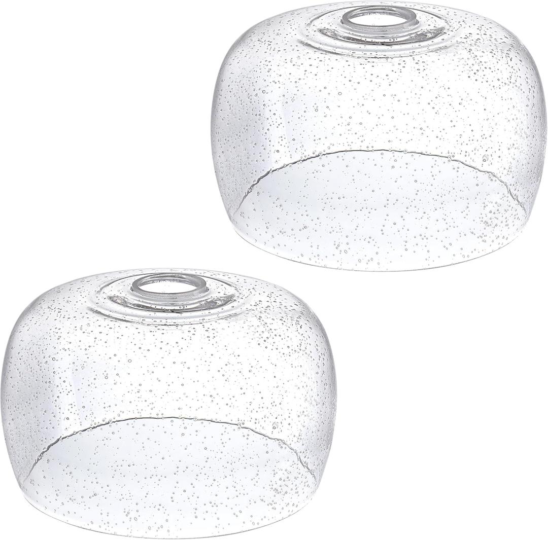 2 Pack 9" Clear Seeded Replacement Glass Shade, 1-5/8" Fitter Opening for Threaded Medium Base Socket for Pendant Light,Ceiling Light,Chandelier Light,Wall Sconce Shade
