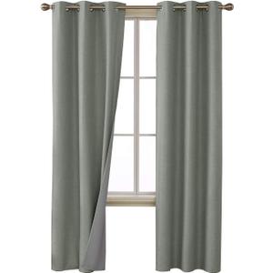 Deconovo Total Blackout Curtains, Faux Linen 3 Pass Coating Thermal Insulated Blackout Panels for Living Room, 42x84 Inch, Light Grey, Set of 2