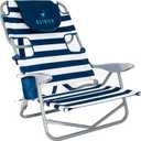 Ostrich On-Your-Back Lightweight Beach Reclining Lounge Lawn Chair w/Backpack Straps, Outdoor Furniture for Pool, Camping, or Backyard, Blue Stripe