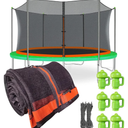 Jump Tastic Trampoline Net Replacement with 6 PoleCaps, 14 ft Round Safety Trampoline Net, UV-Resistant, Weather-Resistant, Breathable, Durable (Not Include Poles)