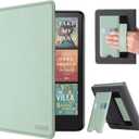 CoBak Case with Stand for Kindle Paperwhite 12th Gen 2024 Released (7") & Kindle Colorsoft Signature Edition - Durable PU Leather Cover with Auto Sleep Wake, Card Slot, Hand Strap Feature, Sage Green