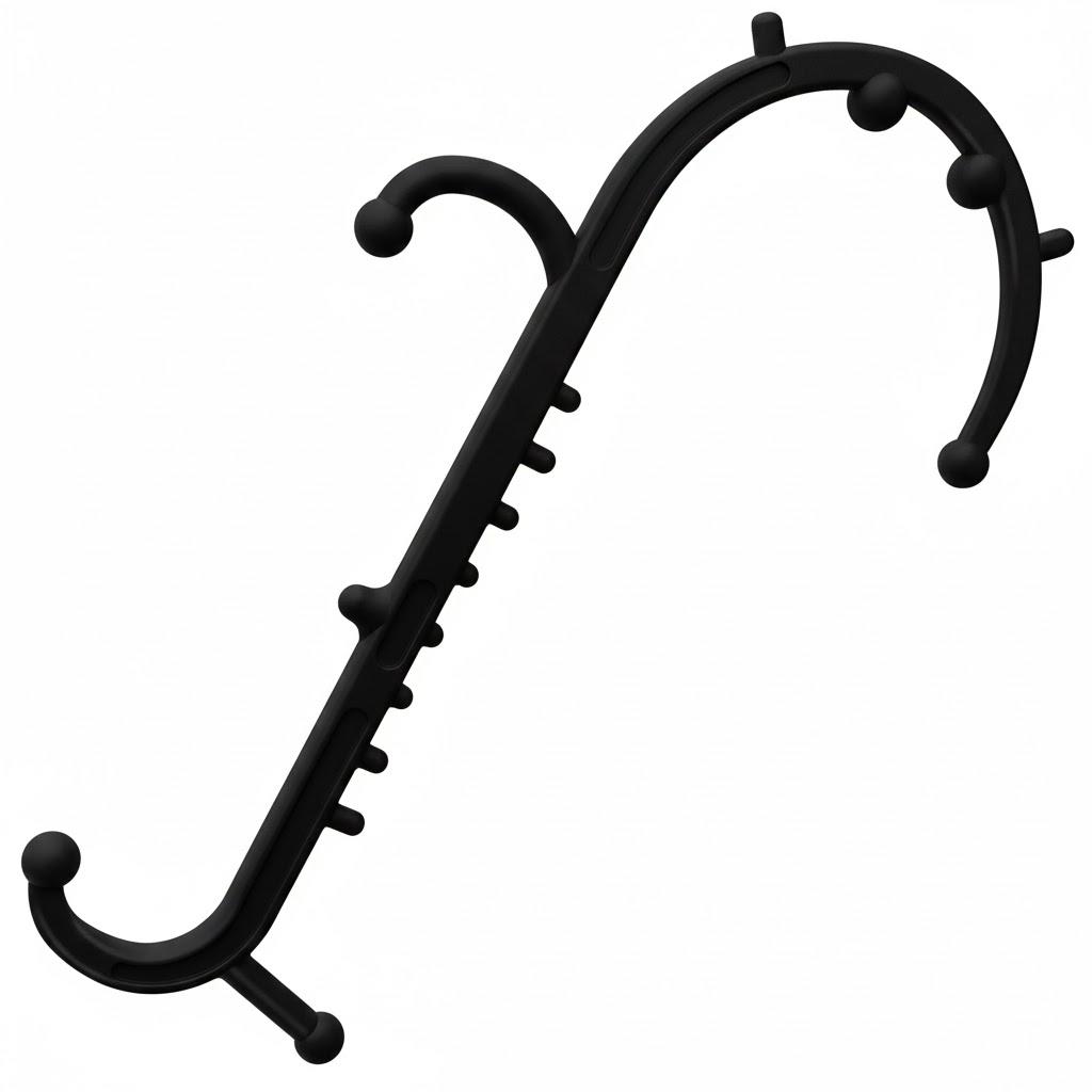 Body Back Buddy Classic USA Made Handheld Massage Cane - Full Body Trigger Point Tool for Deep Tissue Pain Relief - Dual Hooks for Back, Shoulder, Neck - (2.0 Black)