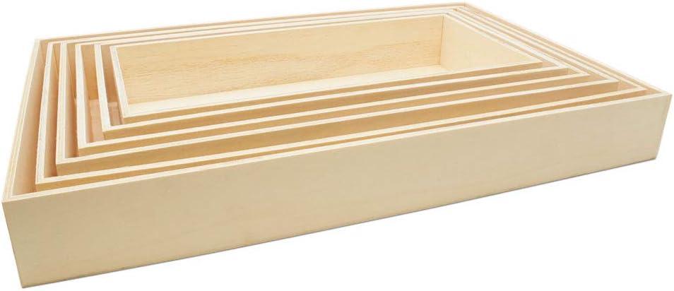 Unfinished Wood Nesting Trays, Set of 6 Wooden Crafting Trays, for Serving, Organizing, DIY Dcor, and Play Tray, by Woodpeckers