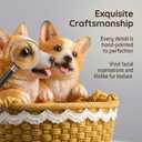 Lifelike Corgi Statue Resin Dog Figurine in Basket, Cute Puppy Animal Sculpture for Home Garden Decor, Weather-Resistant Outdoor Patio Yard Ornament, Unique Gifts for Corgi Lovers and Dog Moms