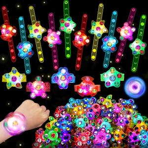 24PCS LED Light Up Fidget Spinner Bracelets Glow Party Favors for Kids 4-8 8-12 Goodie Bag Stuffers Classroom Treasure Chest Box Toys Carnival Prizes Pinata Birthday Return End of Year Student Gifts