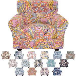 Floral Pattern Stretch Sofa Cover Printed Couch Covers 2 Piece Armchair Slipcover Set with Chair Cushion Cover, Washable Furniture Protector Elastic Living Room Sofa Covers,for Kids Pet (Small)