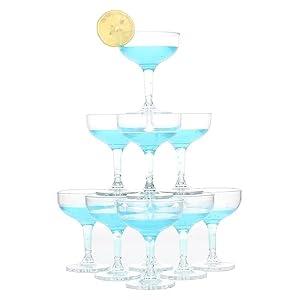 Belinlen 18 Count 5oz Acrylic Martini Glasses for Party Champagne Tower, Small Plastic Champagne Coupe Glasses for Martini, Margarita, Cocktail, Dessert(Reusable, Dishwasher Safe)