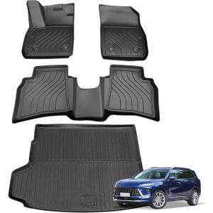 Floor Mats & Cargo Liners Compatible for 2021 2022 2023 2024 2025 Buick Envision, All Weather 2 Row Floor Liners and Trunk Mats, Full Set Automotive Mat Accessories Odorless Anti-Slip-Black