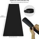 ZORESYN PU Leather Desk Mat Waterproof Anti-Oil Dining Table mat - 70.9" x 23.6" - Large Mouse Pad with Suede Base,Stitched Edges Office Desk Pad for Office & Home | Black, 70.9L x 23.6W inches