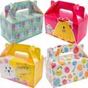 Eavotoy 12 Pack Easter Decorative Gift Treat Boxes - 6.2 x 3.5 x 3.5 inch Egg Bunny Chicken Colorful Bag Paper Box for Easter Basket Stuffers Party Favor Gifts