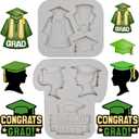 Graduation Silicone Mold, Cap and Gown Theme Fondant Mold Graduation Cake Decorating Mold for DIY Fondant Clay Craft