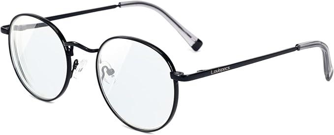 Lovispecs Round Distance Glasses Women Men,Gold Far Vision Driving Eyeglasses,Retro Blue Lgiht Glasses, -2.50