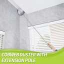 IVYROLL Cobweb Duster with Extension Pole, Spider Web Brush & Ceiling Cleaning Kit, 100" Microfiber Feather Duster Cleaner with Washable Head for Ceiling Fan, Furniture, Home