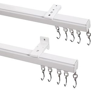 ChadMade Ceiling or Wall Mount Curtain Track Kit with Hooks, 3ft - 6ft Adjustable Length Drape Rail Set For Living Room Bedroom, Single Window Rods Work with Grommet and Pinch Pleated Curtain