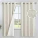 YoungsTex Linen Blackout Curtains 63 Inches Long for Bedroom, Full Room Darkening Window Drapes with Grommet Thermal Insulated Black Out for Living Room, 2 Panels, 52 X 63 Inch