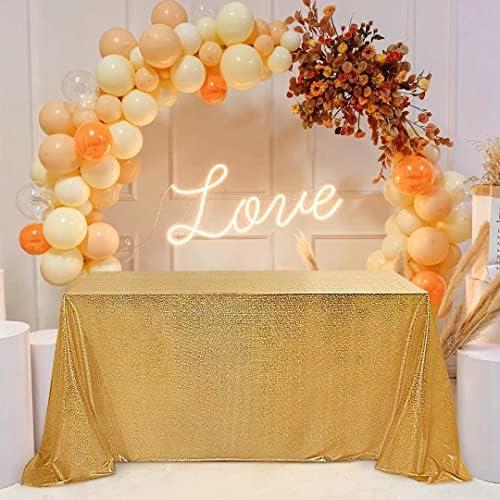 Fitable Gold Sequin Tablecloth for Parties 60x84 Inch - Sparkle Glitter Cloth Laser Rectangle Overlay for Wedding Baby Shower Ceremony Birthday Holiday Banquet Decoration