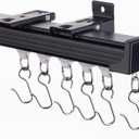 Ceiling Curtain Track, 12ft to 18ft Adjustable Curtain Track Ceiling/Wall Mount, Heavy Duty Aluminum Curtain Track with Roller Hooks - Curtain Rail System for Grommet/Pleated Drape, Black