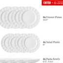 Eater x Zwiesel Fortessa Parasol Bone China, 12 Piece Dinnerware Set (Service for 4), White